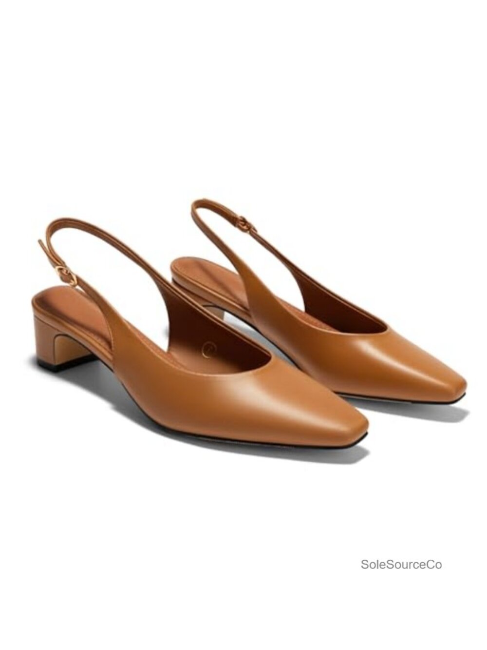 Women's Chunky Low Heel Slingback Pumps Closed Pointed Toe Work Office Dress